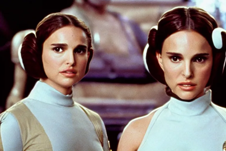 Prompt: natalie portman as princess leia in a new hope still from the movie