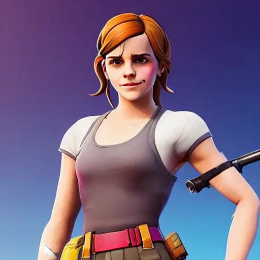 Prompt: emma watson in fortnite, character render, full body shot, highly detailed, in game render