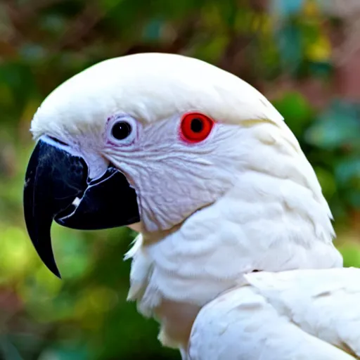 Prompt: face of a albino cockatoo macaw