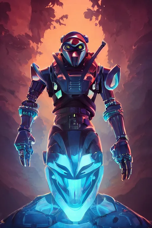 Image similar to epic mask helmet robot ninja portrait stylized as fornite style game design fanart by concept artist gervasio canda, behance hd by jesper ejsing, by rhads, makoto shinkai and lois van baarle, ilya kuvshinov, rossdraws global illumination radiating a glowing aura global illumination ray tracing hdr render in unreal engine 5