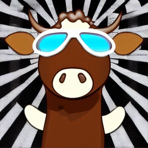 Prompt: a chocolate milk cow wearing sunglasses, vector, pixta. jp