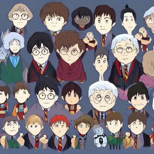 Image similar to harry potter in the style of studio ghibli