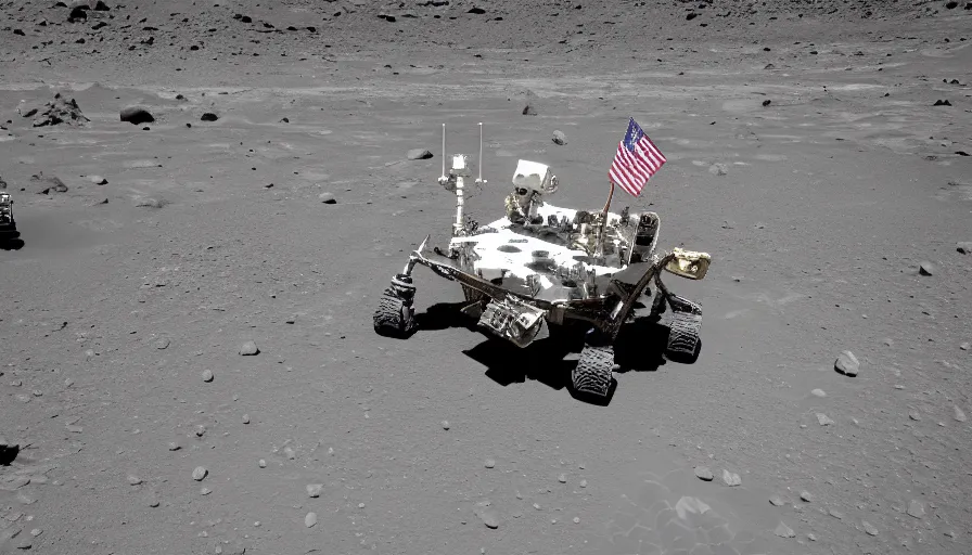 Prompt: nasa rover lands on diaper planet, surface photo