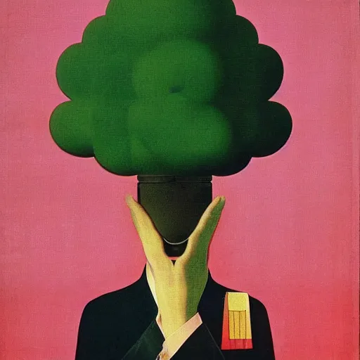Prompt: A Singaporean propaganda poster designed by Rene Magritte