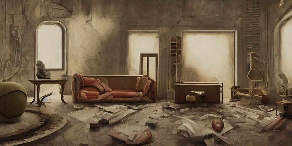 Prompt: furniture collection with organic shapes, design sheet, art deco, vivid colors, Les Edwards, Zdzislaw Beksinski, Carl Gustav Carus, John Harris, Michal Karcz, Zhang Kechun, Mikko Lagerstedt, Scott Listfield, Steven Outram, Jessica Rossier.