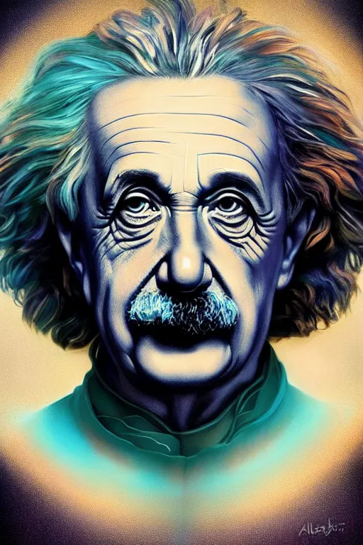 Prompt: intricate color portrait of albert einstein in the style of tom bagshaw, 8 k octane beautifully detailed render