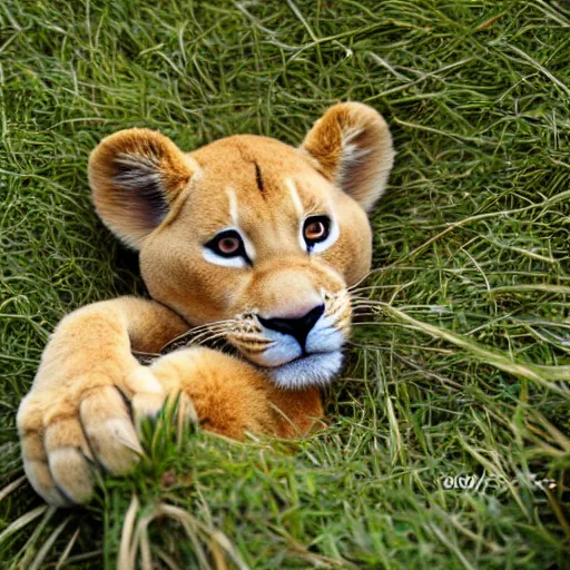 Prompt: Simba fursona laying in grass