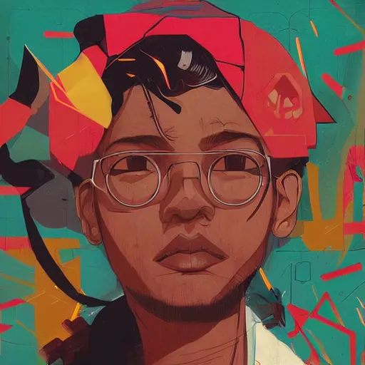 Prompt: Hip Hop profile picture illustration by Sachin Teng, asymmetrical, Organic Painting , geometric shapes, hard edges, energetic, graffiti, street art:2 Highly Detailed, Masterpiece, by Sachin Teng:6