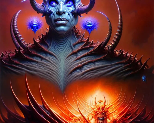 Image similar to the army of hell, fantasy character portrait made of fractals facing each other, ultra realistic, wide angle, intricate details, the fifth element artifacts, highly detailed by peter mohrbacher, hajime sorayama, wayne barlowe, boris vallejo, aaron horkey, gaston bussiere, craig mullins