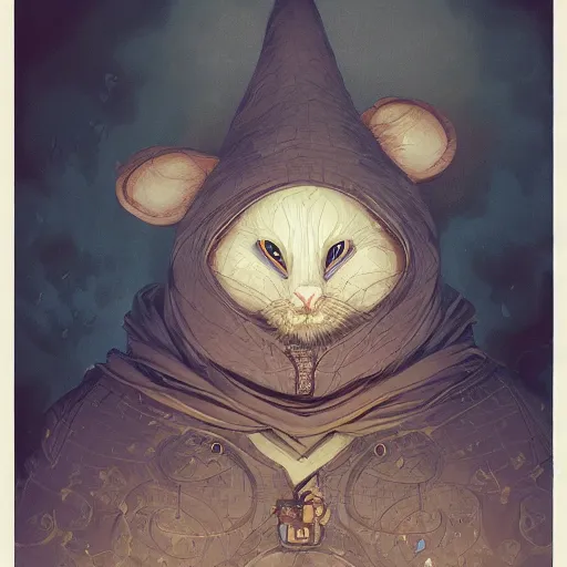 Prompt: a detailed portrait of a mouse wizard, by victo ngai and justin gerard, digital art, realistic painting, very detailed, fantasy, character design, dnd, trending on artstation