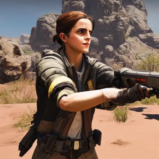 Image similar to emma watson screenshot from apex legends play of the game