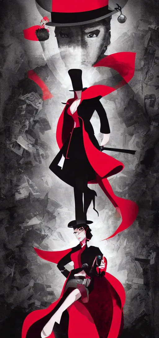 Image similar to grimdark reboot of carmen sandiego, movie poster