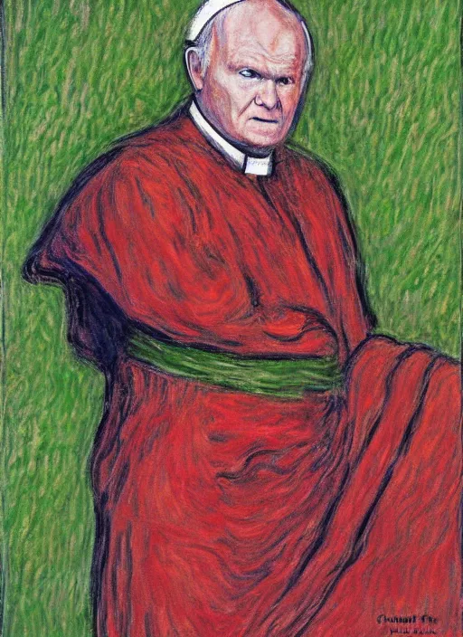 Image similar to portrait of john paul ii as piccolo from dragon ball z by claude monet