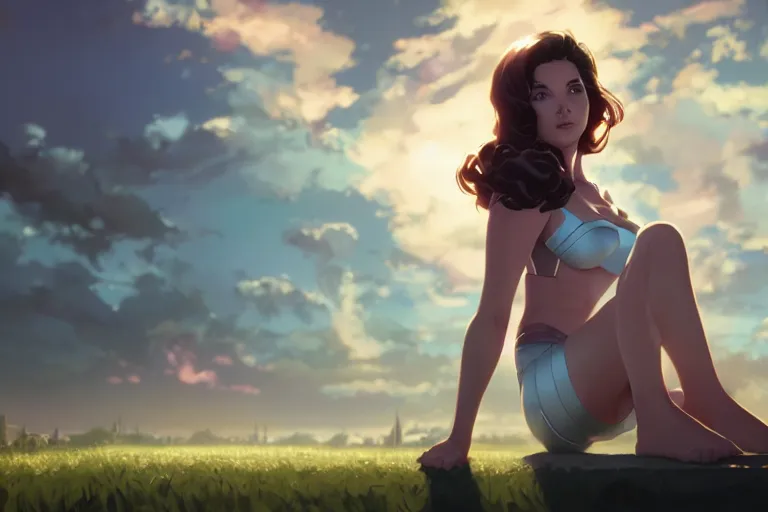 Prompt: young lynda carter, single subject, scenic full shot, ambient lighting, detailed face, by makoto shinkai, stanley artgerm lau, wlop, rossdraws