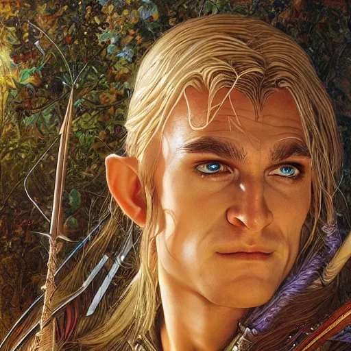 Image similar to fair elven prince Legolas by Mark Brooks, Donato Giancola, Victor Nizovtsev, Scarlett Hooft, Graafland, Chris Moore