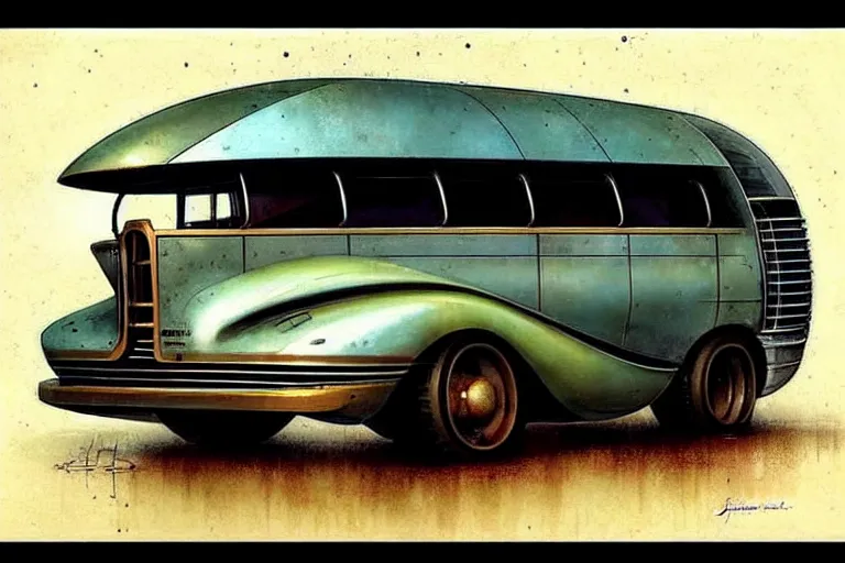 Prompt: ( ( ( ( ( 1 9 5 0 s retro science fiction rv ratrod bus. muted colors. ) ) ) ) ) by jean - baptiste monge!!!!!!!!!!!!!!!!!!!!!!!!!!!!!!