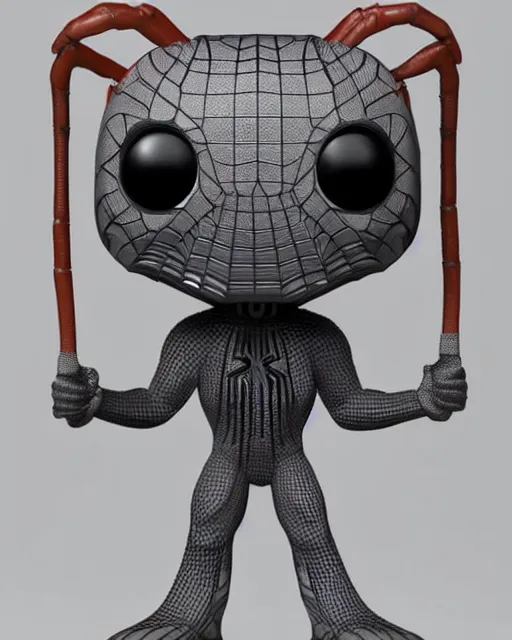 Image similar to full body 3d render of Spider as a funko pop, studio lighting, white background, blender, trending on artstation, 8k, highly detailed