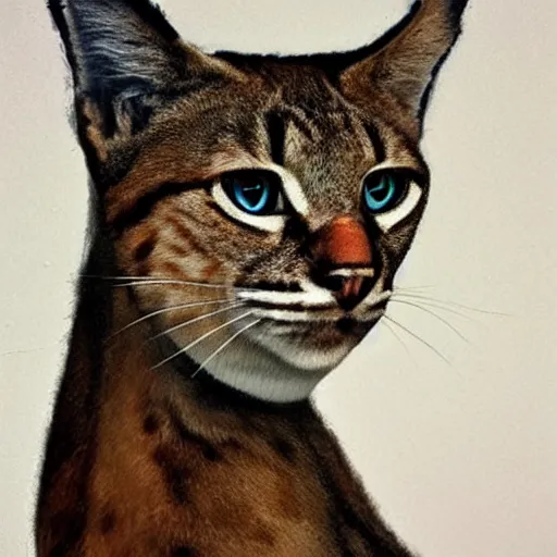 Image similar to girl with a pearl earring but as a lynx cat