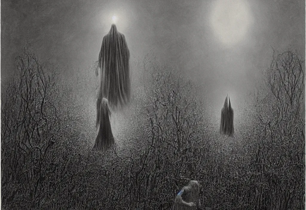 Image similar to the dark angel of death walking among the graves at st. louis cementer in new orleans by billelis, clive barker, and zdzisław beksinski