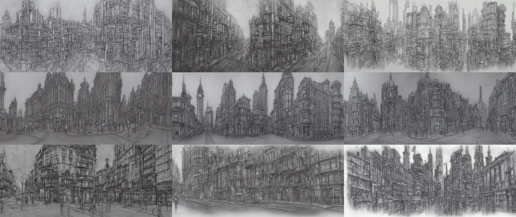 Prompt: Steampunk city architectural drawing graphite and silverpoint hyper-realistic