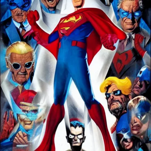 Image similar to super hero character designed by stan lee and alex ross