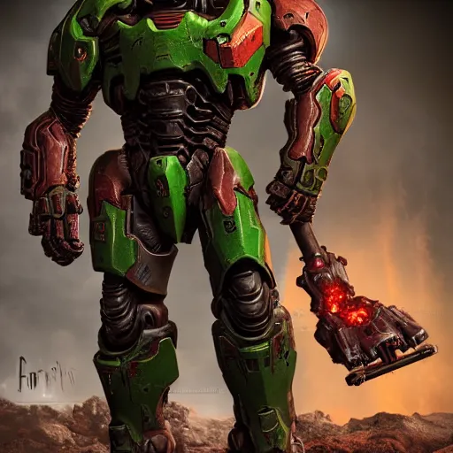 Image similar to doom slayer from doom eternal, photography