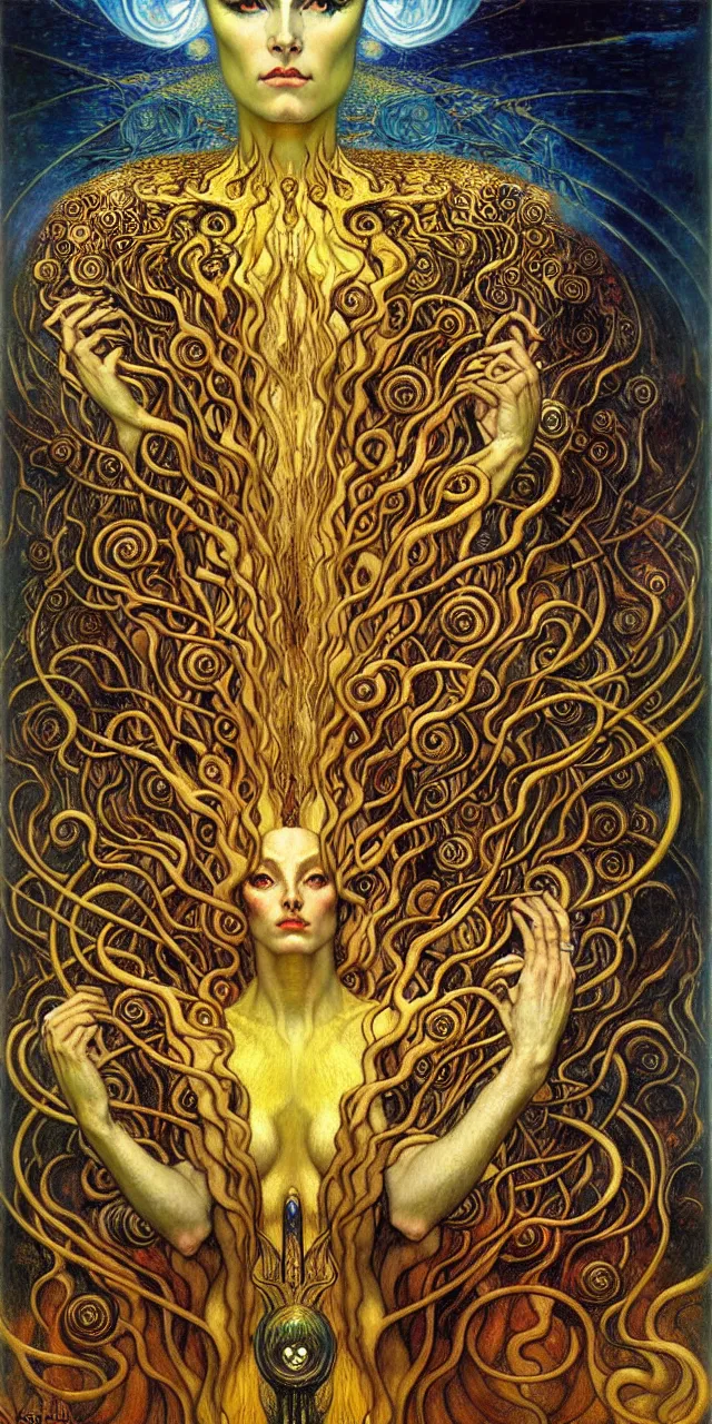 Image similar to Divine Chaos Engine by Karol Bak, Jean Delville, William Blake, Gustav Klimt, and Vincent Van Gogh, symbolist, visionary