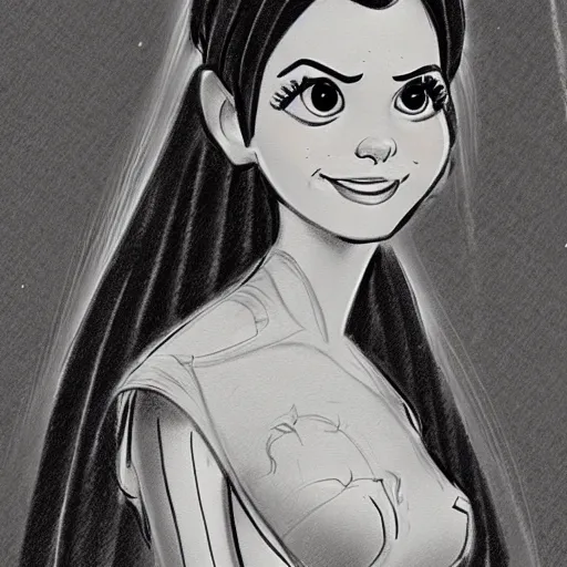 Image similar to milt kahl sketch of victoria justice as princess padme from star wars episode 3