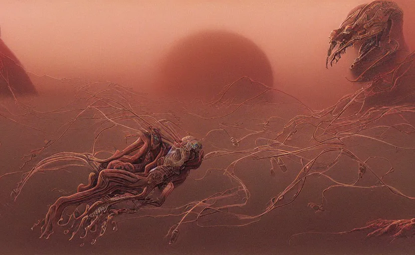 Prompt: phendrana drift by zdzisław beksinski, metroid