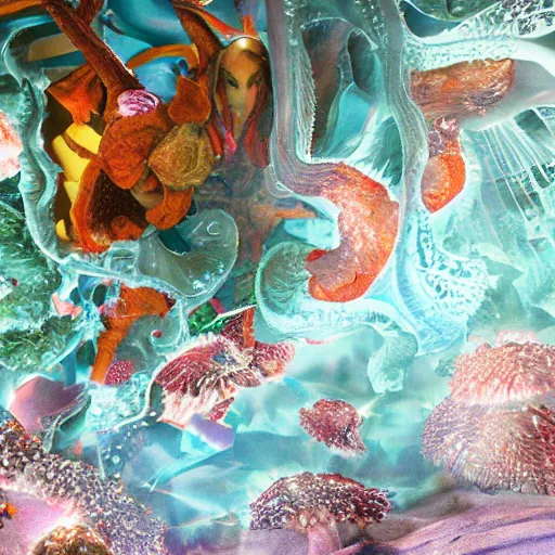Image similar to terence McKenna posing seductively with psychedelic mushrooms, psychedelic, fractal, cinematic lighting, dramatic, octane render, full body, trending on artstation, perfect facial symmetry, bokeh, 8k, intricate, hyper detailed