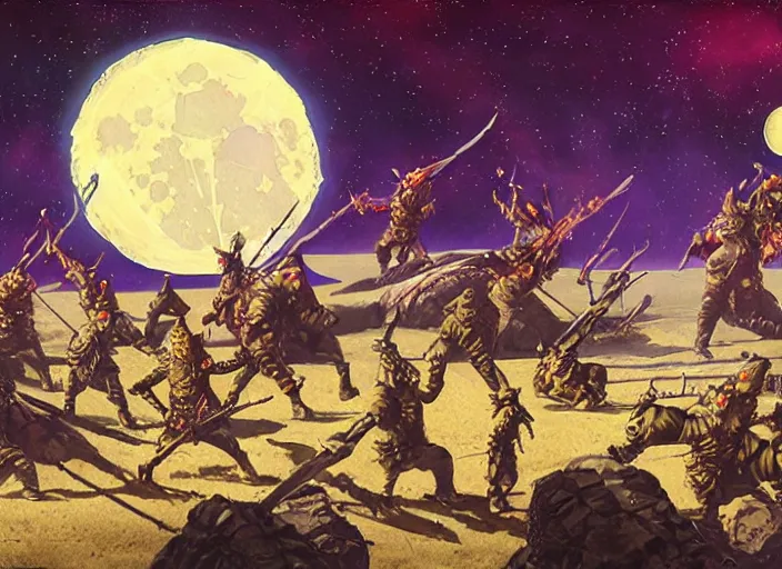 Image similar to beautiful as the moon, terrible as an army with banners. art by pascal blanche and tim white