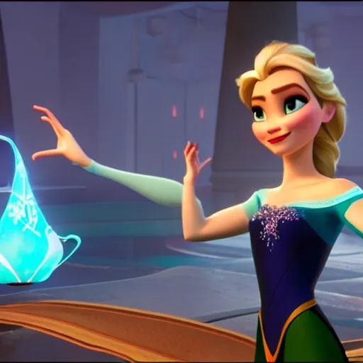 Prompt: queen elsa in the ratchet and clank universe