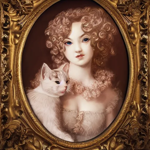 Prompt: in love cats baroque style character portrait, highly detailed, soft studio lighting, Pentax 35mm camera
