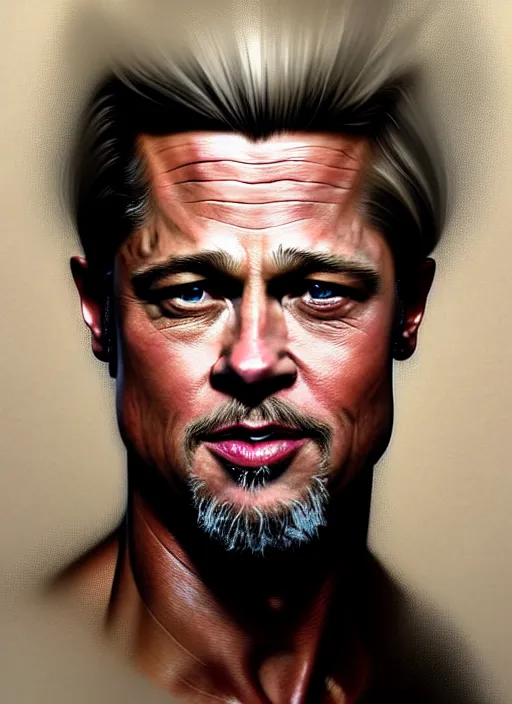 Prompt: portrait of brad pitt wearing a tutu, victorian, concept art, detailed face, fantasy, close up face, highly detailed, cinematic lighting, digital art painting by greg rutkowski