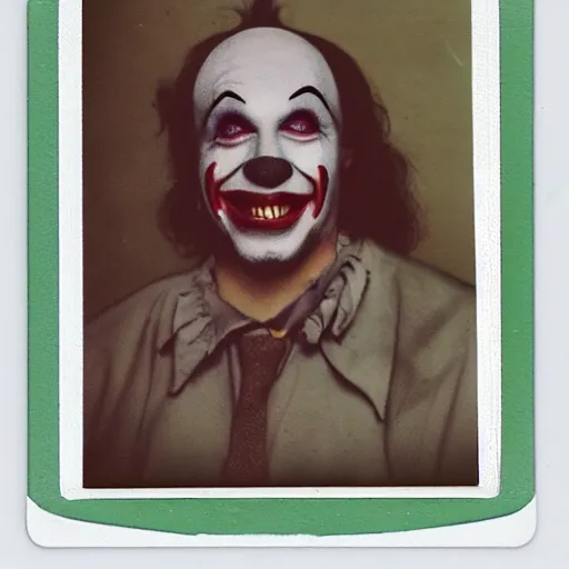 Image similar to Old polaroid photo of a Clown Vampire