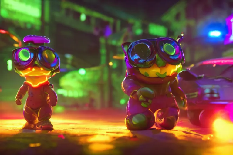Prompt: a cinematic still of meeboo bohtrops, shmiggle biggles in the bleem podorkers, jajaboonords flipjimtots, masterpiece, closeup, octane render, nvidia raytracing demo, (neon futurism)
