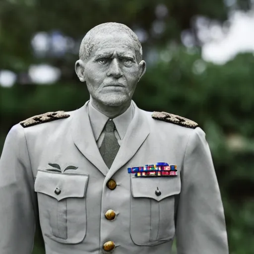 Image similar to water white as military general, 1 9 4 5, sharp focus, hyper realistic, sony 5 0 mm lens