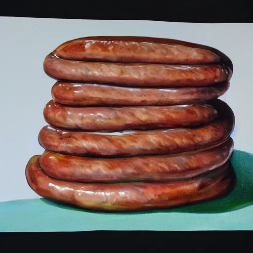 Prompt: sausage tower. hyperdetailed photorealism