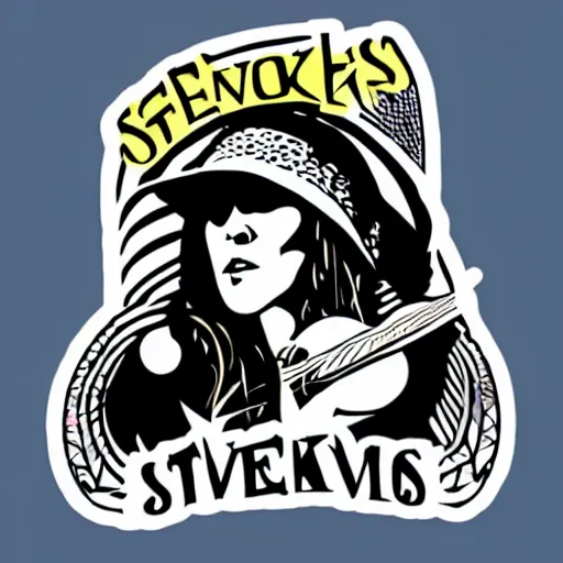 Image similar to stevie nicks playing guitar and singing, sticker - art, svg vector, adobe - illustrator