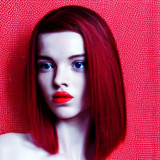 Image similar to fancy haircut, detailed, photograph, award wining, red and white, trending on artstation, 4 k, neon highlights