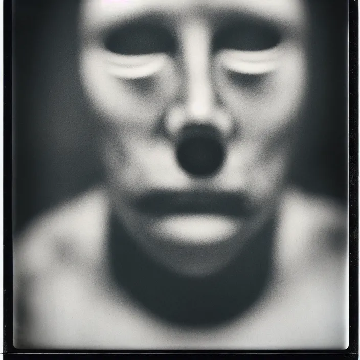 Prompt: a terrifying uncanny face staring right into the camera, polaroid, 3 5 mm, film shot, horror, dark, shadows, creepy