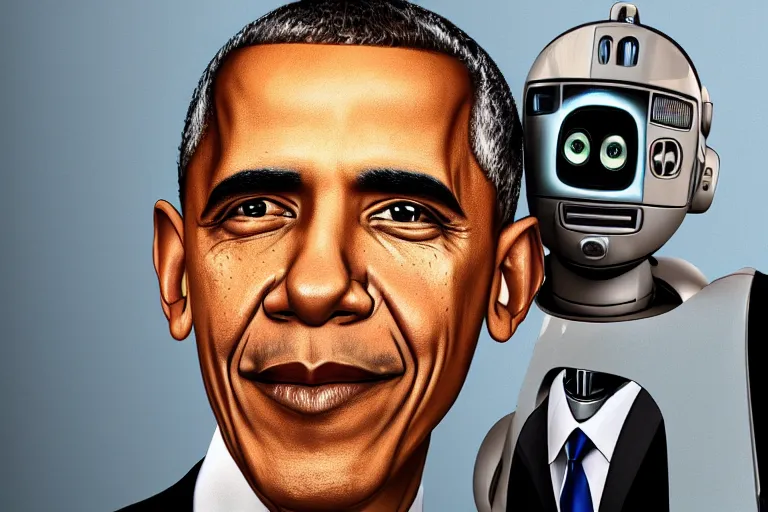 Image similar to realistic detailed image of obama as a robot