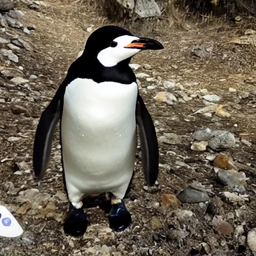 Image similar to skipper the penguin caught on trail cam