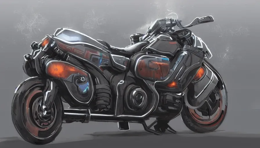 Prompt: a futuristic cyberpunk motorbike, trending on ArtStation