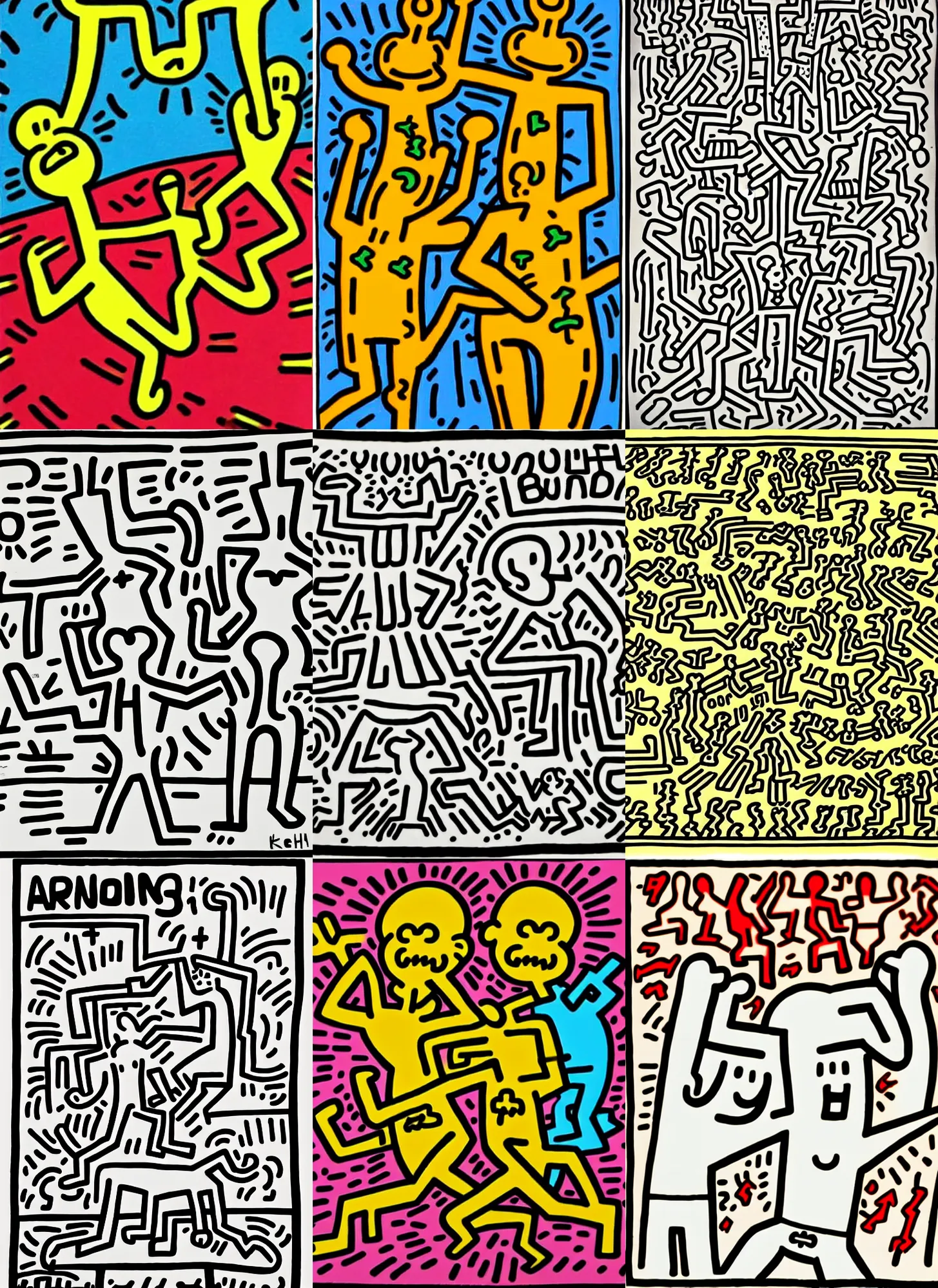 Prompt: beavis and butt - head, by keith haring