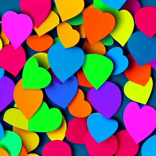 Prompt: low poly coloured detailed 4 k hearts background