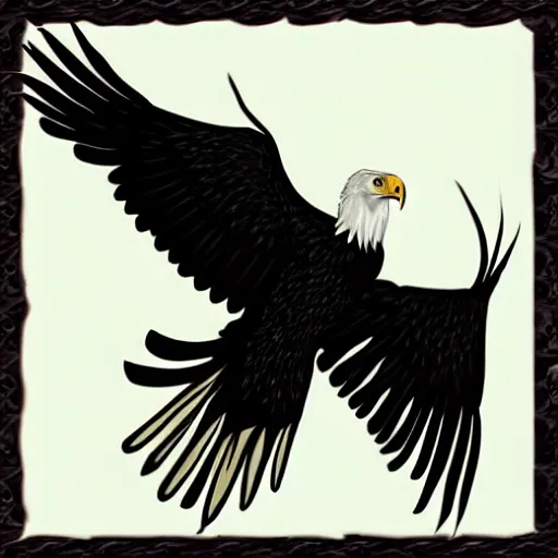 Image similar to a bald eagle in a leather jacket with wings insignia, digital art