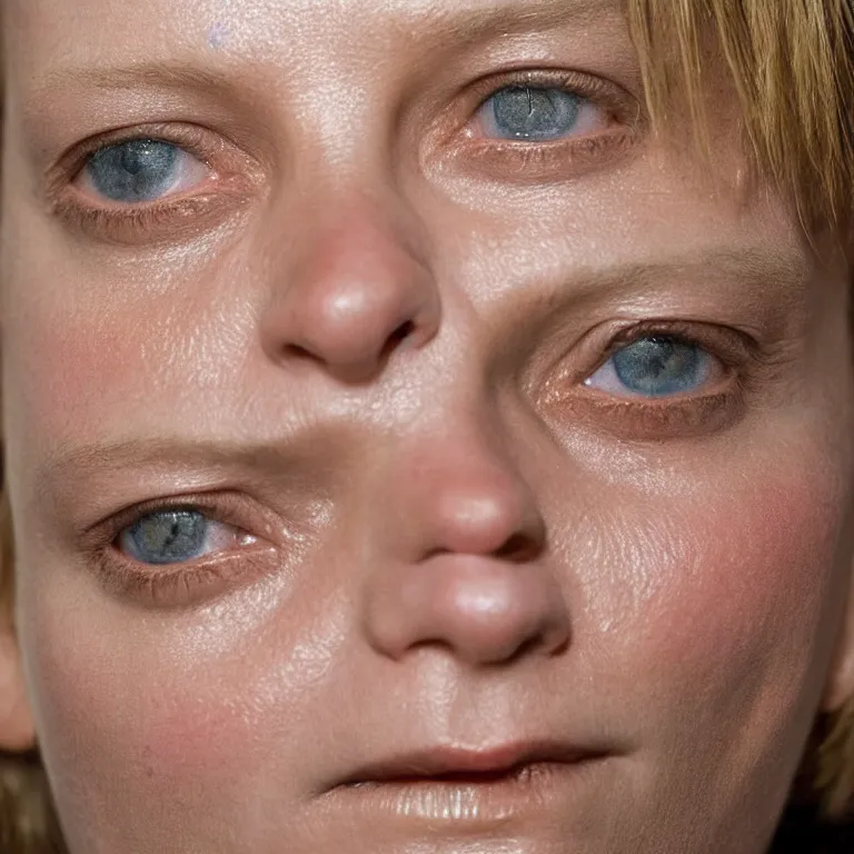 Prompt: beautiful close - up studio photograph of colorful postmodern portrait sculpture of jodie foster, beautiful symmetrical!! face accurate face detailed face realistic proportions, made of spray - painted beeswax on a pedestal by ron mueck and matthew barney and greg rutkowski, hyperrealism cinematic lighting shocking detail 8 k