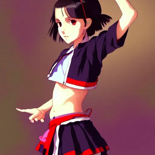 Image similar to a beautiful! boyish! natalie portman alluring gravure! model, wearing japanese school girl outfit with mayan pattern and native style, aztec street fashion, gapmoe yandere grimdark, trending on pixiv fanbox, painted by greg rutkowski makoto shinkai takashi takeuchi studio ghibli, akihiko yoshida