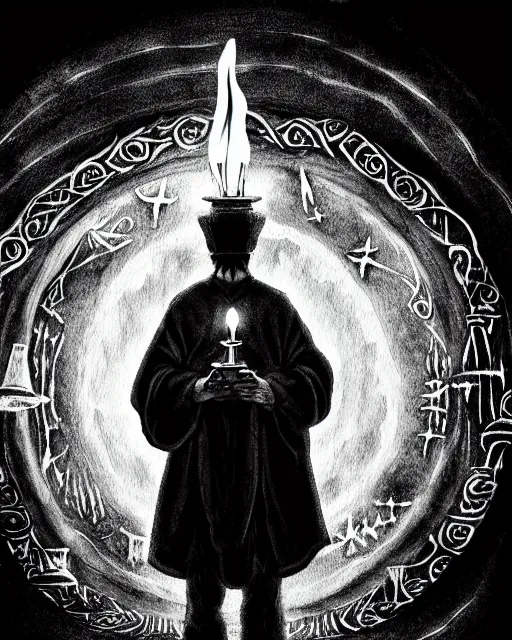 Prompt: ink wash painting painting of mage reciting an incantation and standing on glowing circular runes in the middle of dark room, high production value, intricate details, high resolution, hyperrealistic, hdr, high definition, masterpiece, ultra realistic, highly detailed, hd, sharp focus, non blurry, sharp, smooth